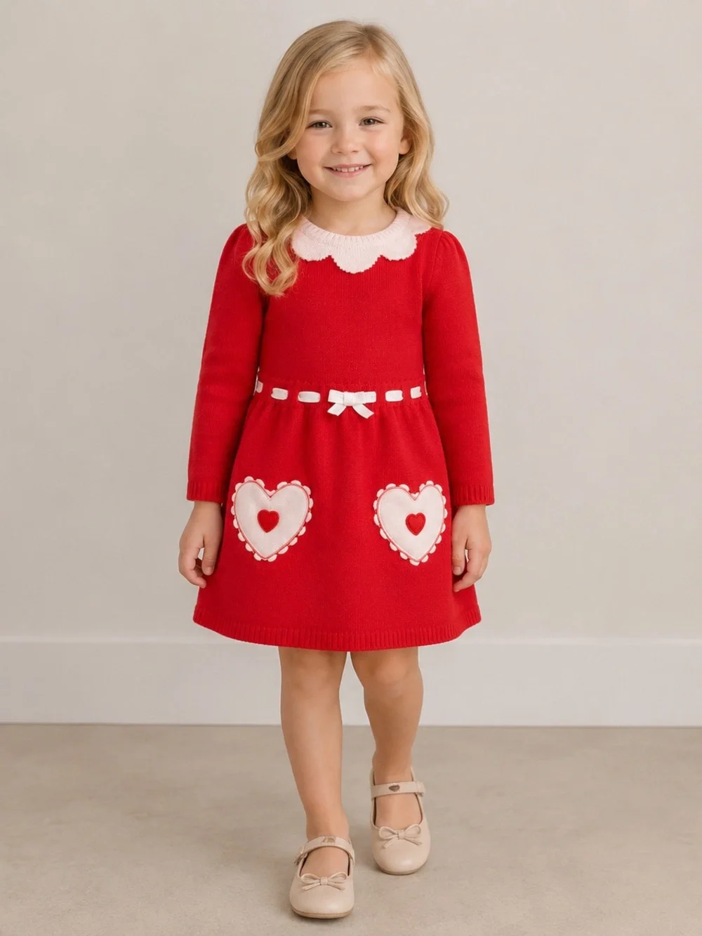 Gymboree Red & pink heart sweater dress